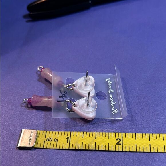 Fashion Jewelry Pink Heart Drop Earrings - Picture 3 of 3
